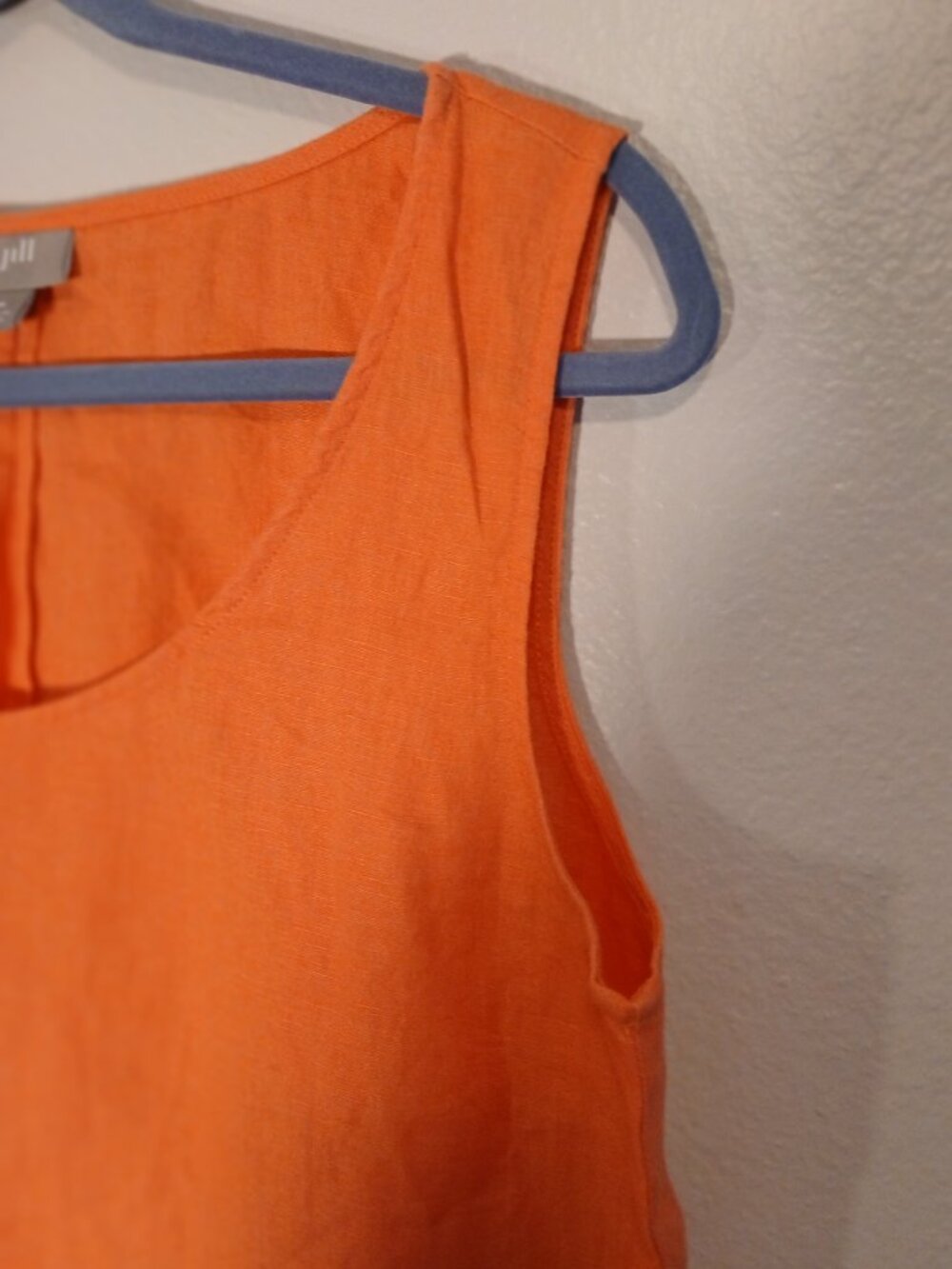 J Jill Women's Orange 100% Linen Sleeveless Shift Dress - Picture 3 of 9